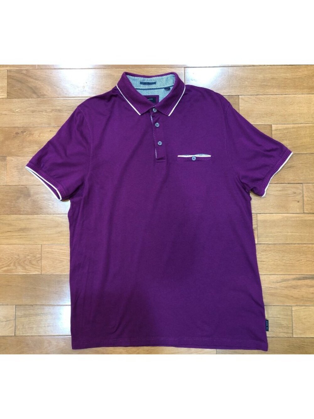 Ted Baker London Cotton Blend Purple Short Sleeve Polo Shirt - USA Size Large